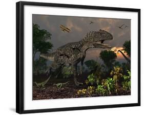 Prehistoric Dinosaurs Roam Freely Where Time Stands Still-Stocktrek Images-Framed Photographic Print