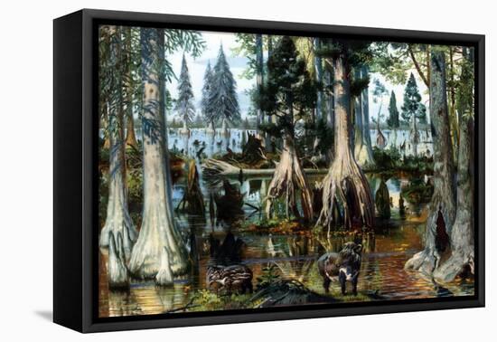 Prehistoric, Eocene Landscape-Science Source-Framed Stretched Canvas