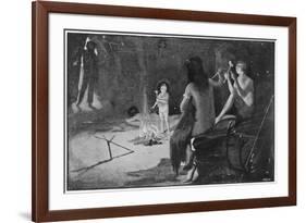 Prehistoric Family of Hunters in a Cave-Cecil Aldin-Framed Premium Giclee Print