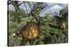 Prehistoric Glyptodonts Graze on Grassy Plains. an Eremotherium Is in the Background-null-Stretched Canvas