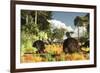 Prehistoric Glyptodonts Graze on Grassy Plains-null-Framed Premium Photographic Print