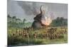 Prehistoric Mammoth Hunt-null-Mounted Premium Giclee Print