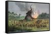 Prehistoric Mammoth Hunt-null-Framed Stretched Canvas