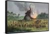 Prehistoric Mammoth Hunt-null-Framed Stretched Canvas
