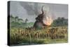 Prehistoric Mammoth Hunt-null-Stretched Canvas