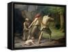 Prehistoric Man Hunting Bears, 1832-Emmanuel Benner-Framed Stretched Canvas