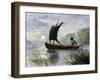 Prehistoric navigation with a Skin Sail-null-Framed Giclee Print