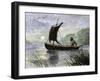 Prehistoric navigation with a Skin Sail-null-Framed Giclee Print