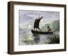 Prehistoric navigation with a Skin Sail-null-Framed Giclee Print