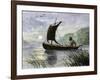 Prehistoric navigation with a Skin Sail-null-Framed Giclee Print