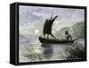 Prehistoric navigation with a Skin Sail-null-Framed Stretched Canvas