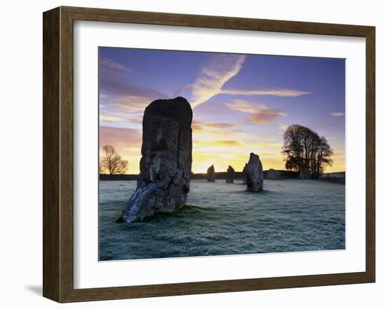 Prehistoric Stone Circle in Frost, Avebury, UNESCO World Heritage Site, Wiltshire, England, UK-Stuart Black-Framed Photographic Print