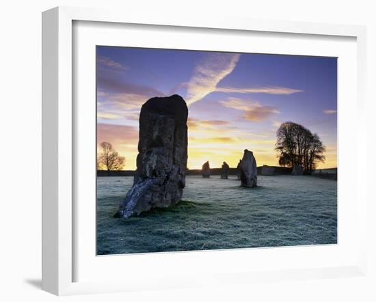 Prehistoric Stone Circle in Frost, Avebury, UNESCO World Heritage Site, Wiltshire, England, UK-Stuart Black-Framed Photographic Print