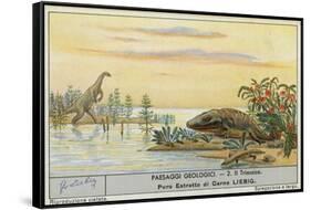 Prehistoric World-European School-Framed Stretched Canvas