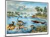 Prehistory - Jurassic - Reconstruction of Natural Environment in Europe and Some of the Animals…-German School-Mounted Giclee Print