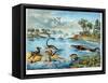 Prehistory - Jurassic - Reconstruction of Natural Environment in Europe and Some of the Animals…-German School-Framed Stretched Canvas