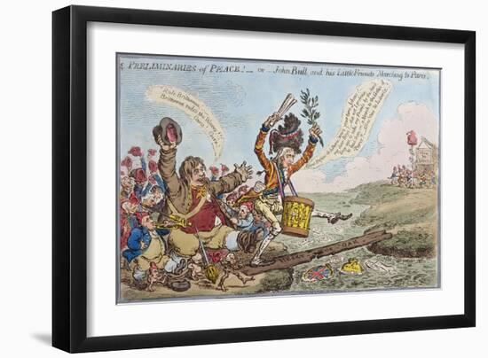 Preliminaries of Peace, or John Bull and His Little Friends Marching to Paris, Published by…-James Gillray-Framed Giclee Print