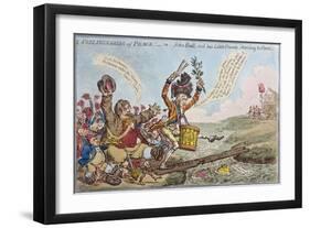 Preliminaries of Peace, or John Bull and His Little Friends Marching to Paris, Published by…-James Gillray-Framed Giclee Print