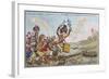 Preliminaries of Peace, or John Bull and His Little Friends Marching to Paris, Published by…-James Gillray-Framed Giclee Print