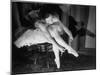 Premier Ballerina Semionova Tying Her Toe Shoe Before a Performance at the Great Theater-Margaret Bourke-White-Mounted Photographic Print