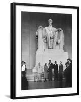 Premier Nikita Khrushchev and Others Beneath the Lincoln Statue in the Lincoln Memorial-null-Framed Photo