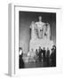 Premier Nikita Khrushchev and Others Beneath the Lincoln Statue in the Lincoln Memorial-null-Framed Photo