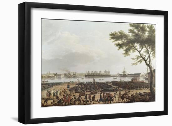 Première vue de Toulon, vue du pont-neuf prise à l'angle du parc d'artillerie-Claude Joseph Vernet-Framed Giclee Print