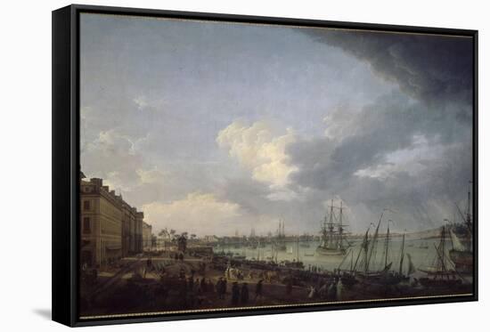 Première vue du port de Bordeaux, prise du côté des salinières-Claude Joseph Vernet-Framed Stretched Canvas