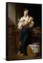 Premiers Caresses-William Adolphe Bouguereau-Framed Stretched Canvas
