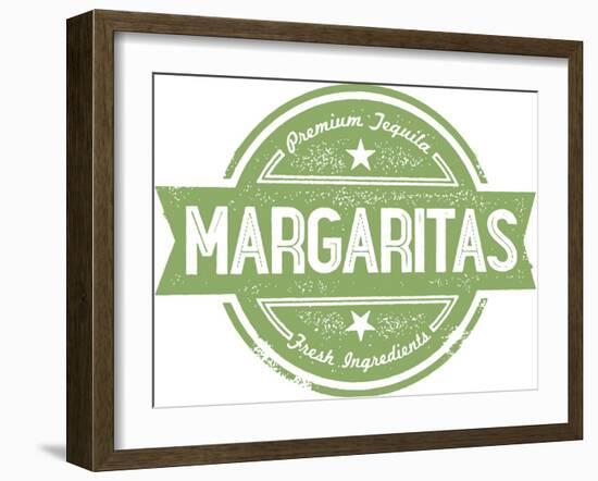 Premium Margaritas Cocktail Bar Menu Stamp-daveh900-Framed Art Print