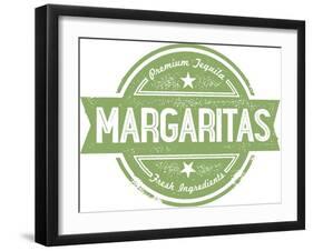 Premium Margaritas Cocktail Bar Menu Stamp-daveh900-Framed Art Print
