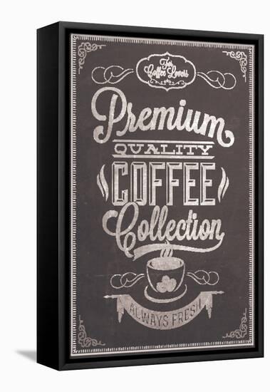 Premium Quality Coffee Collection Typography Background On Chalkboard-Melindula-Framed Stretched Canvas