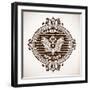 Premium Quality Label. Baroque Ornaments and Floral Details.-Roverto-Framed Art Print