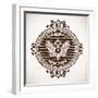 Premium Quality Label. Baroque Ornaments and Floral Details.-Roverto-Framed Art Print