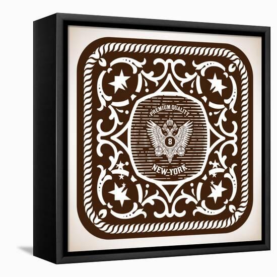 Premium Quality Label. Baroque Ornaments and Floral Details.-Roverto-Framed Stretched Canvas