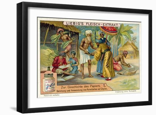 Preparation and Use of Palm Leaves as Paper in Ceylon-null-Framed Giclee Print