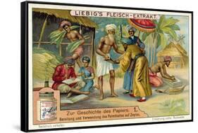 Preparation and Use of Palm Leaves as Paper in Ceylon-null-Framed Stretched Canvas