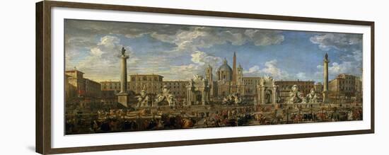 Preparation for Firework Display Held at Piazza Navona, Rome, to Celebrate the Birth of the Dauphin-Giovanni Paolo Pannini-Framed Giclee Print