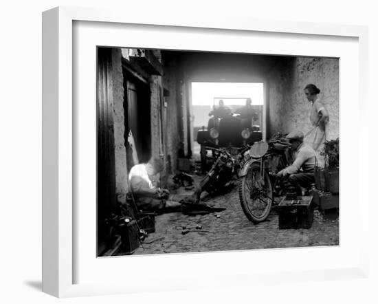 Preparation for the 1924 Isle of Man Amateur TT Race-null-Framed Premium Photographic Print