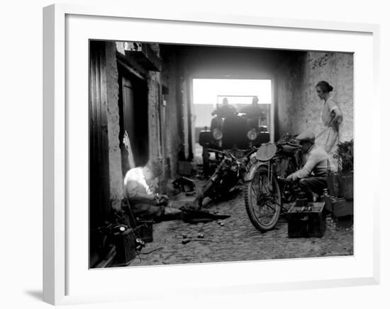 Preparation for the 1924 Isle of Man Amateur TT Race-null-Framed Photographic Print