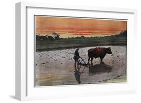 Preparation of a Rice Plantation in Japan, C1890-Charles Gillot-Framed Giclee Print