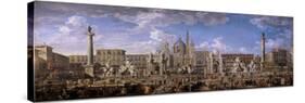 Preparation of the Fireworks, Rome, 18th century-Giovanni Paolo Pannini-Stretched Canvas