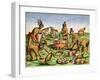 Preparations for a Feast, from "Brevis Narratio..," Engraved by Theodore De Bry (1528-98)-Jacques Le Moyne-Framed Giclee Print