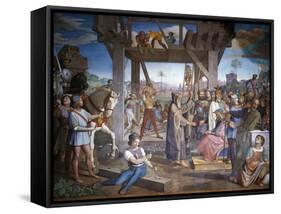 Preparations for Assault on Jerusalem, Fresco Cycle from Jerusalem Delivered-Friedrich Overbeck-Framed Stretched Canvas