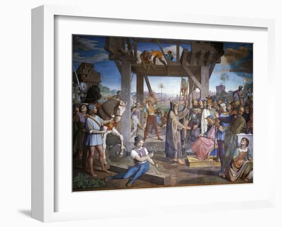 Preparations for Assault on Jerusalem, Fresco Cycle from Jerusalem Delivered-Friedrich Overbeck-Framed Giclee Print