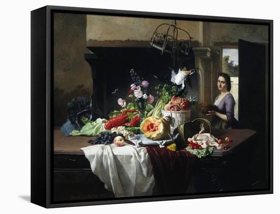 Preparations for Dinner-David Emil Joseph de Noter-Framed Stretched Canvas