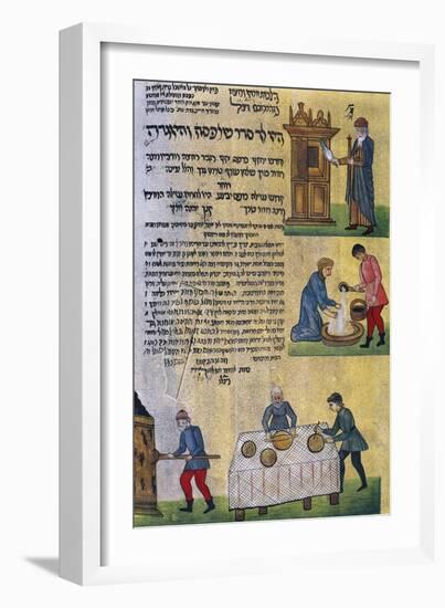 Preparations for Passover, Miniature from Book of Sacred Texts, Painted by Leonardo Bellini-null-Framed Giclee Print
