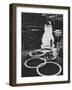Preparations For the Olympics, Olympic Symbol Being Made in Neon-John Dominis-Framed Photographic Print