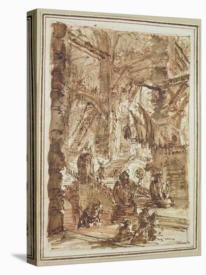 Preparatory Drawing For Plate Number VIII of the Carceri Al'Invenzione Series-Giovanni Battista Piranesi-Stretched Canvas