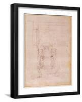 Preparatory Drawing for the Tomb of Pope Julius Ii (1453-1513) (Charcoal on Paper) (Verso)-Michelangelo Buonarroti-Framed Giclee Print